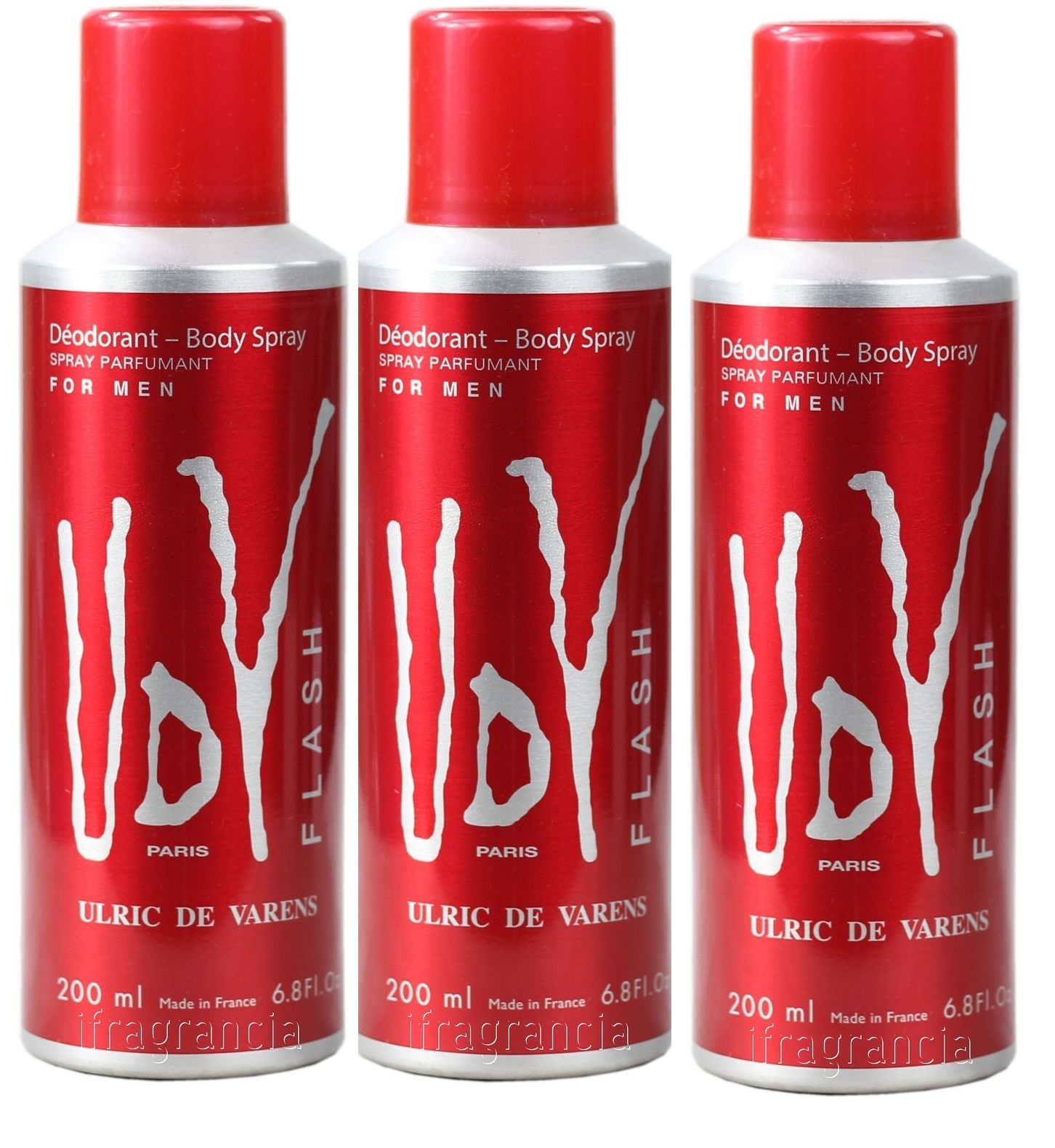 Kit 3 Desodorantes Udv Flash Masculino 200ml - imagem 1